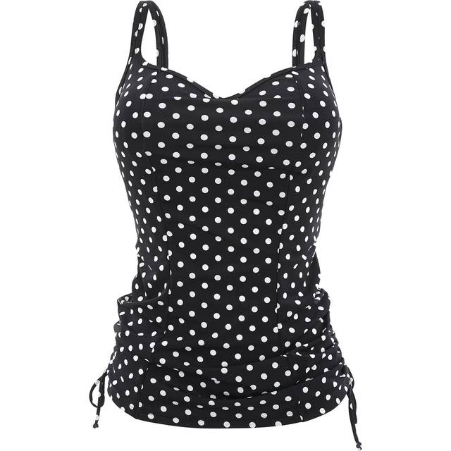 Panache Womens Anya Spot Tankini Top - Black - Size 34DD