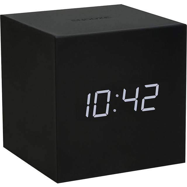 Wooden Cube Click Clock - Silver with White LED - One Size