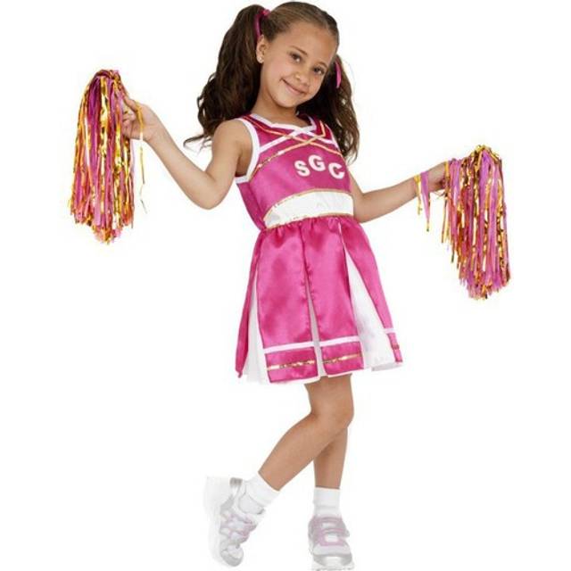 Smiffy's Children's Cheerleader Costume, Child, Dress And Pom Poms, Ages 4-6, -