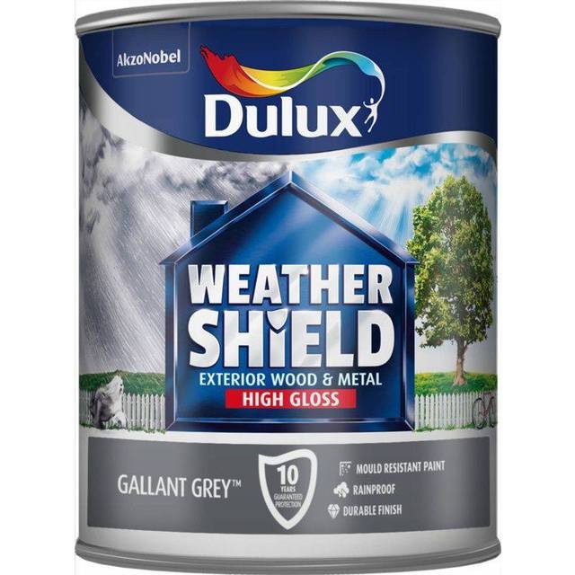 Dulux gallant grey weather shield high gloss wood & metal exterior paint 750ml