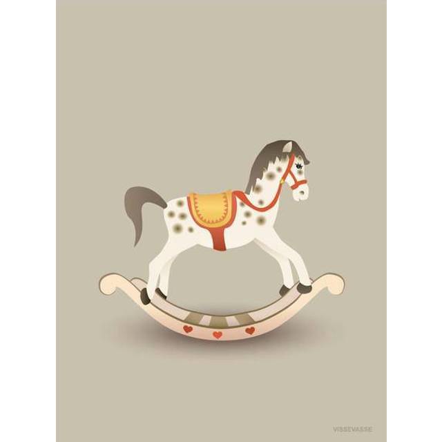 Vissevasse Affisch - 30x40 - Rocking Horse - Ljusgrå - Vissevasse - One Size - Affisch