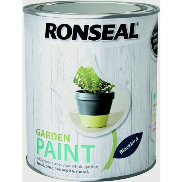Ronseal Garden Paint Waterproof Exterior Wood Metal Brick Stone - 750ml - Blackbird