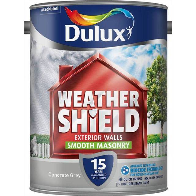 Dulux Weathershield Smooth Masonry Paint Concrete Grey 5L