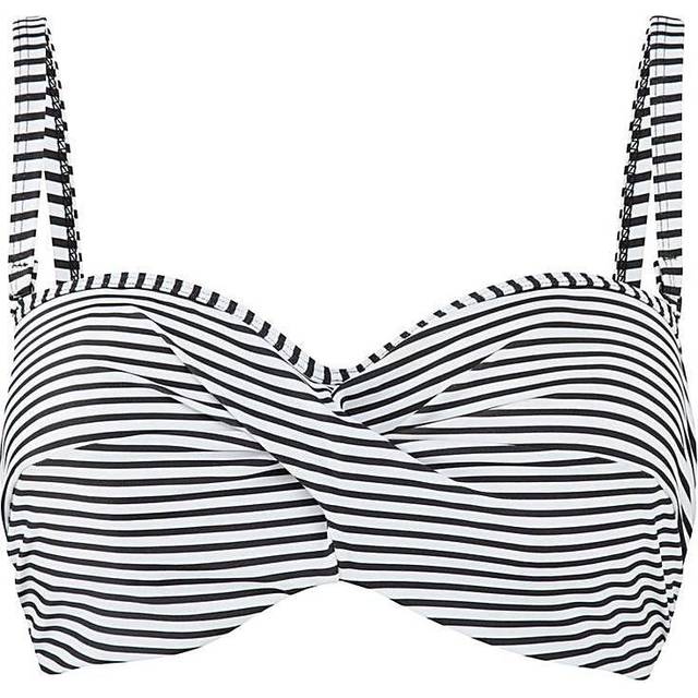 Panache Womens Anya Stripe Bandeau Bikini Top - Black - Size 32D