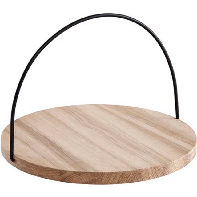 Woud - Loop Tray - eiche/Griff schwarz/Ø x H: 21.5 x 15cm/Größe 1 - handle black (15.0 x &#8960;21.5cm)