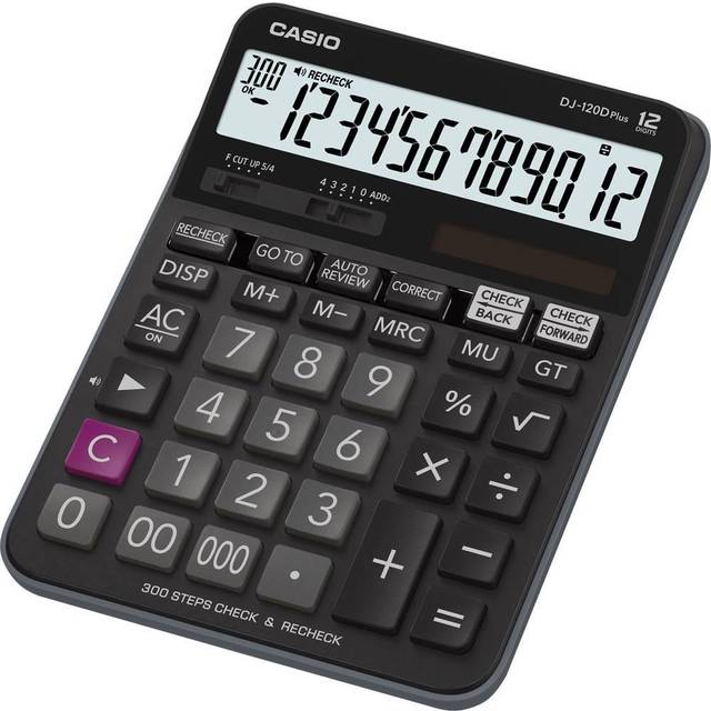 Casio DJ-120D Plus - Skrivebords-regnemaskine - 12 cifre - solpanel, batteri