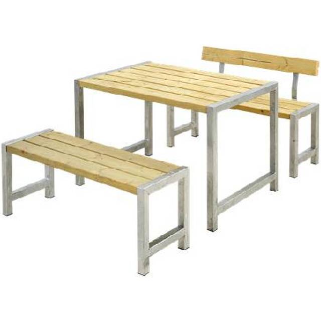 PLUS café plankesæt med 1 ryglæn, trykimprægneret/nåletræ - 127 cm