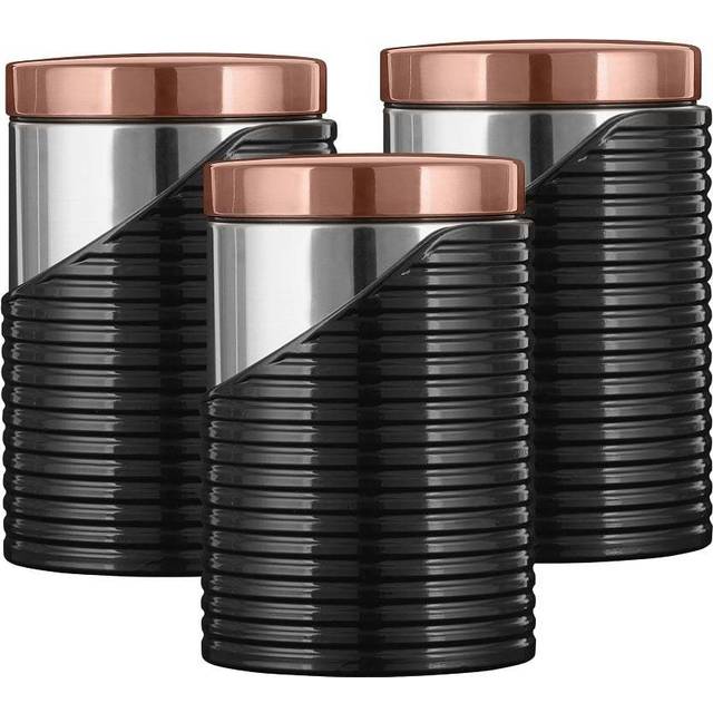 Tower 3pc Canisters Tea Coffee Sugar Containers, Stainless Steel White/Rose Gold