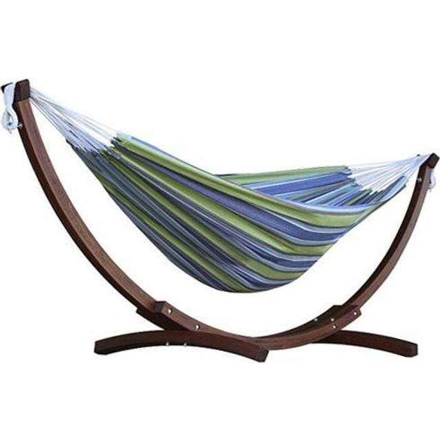 DOUBLE COTTON HAMMOCK WITH SOLID PINE STAND (260 CM) - NATURAL