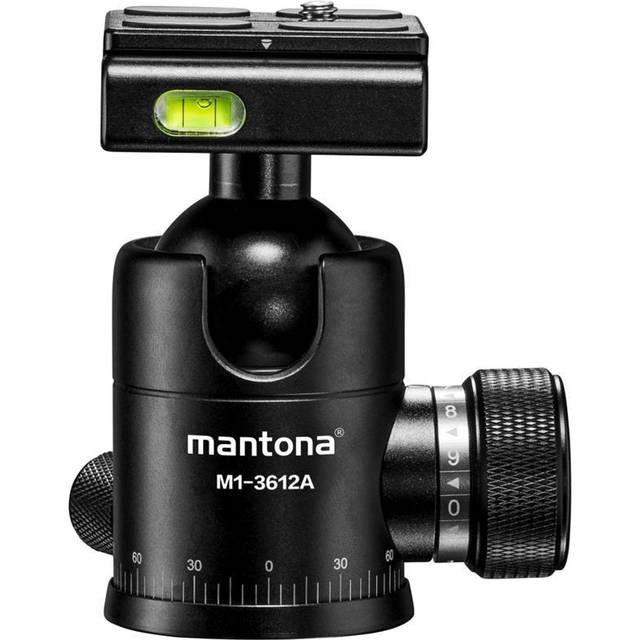 Mantona Onyx 12 ball head (M1-3612A) Arca-Swiss compatible quick-release plate 50 mm, professional finish for DSLR, mirrorless camera, system camer...