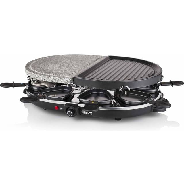 Princess 01.162710.01.001 Raclette Elektrisk 8 pannor, Non-stick-beläggning, Kontrolljus Svart, Grå