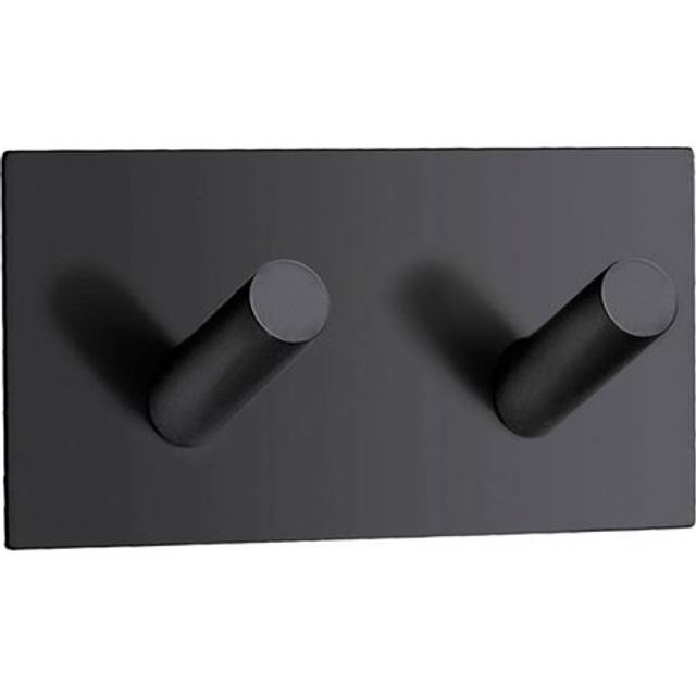 Beslagsboden Dubbelkrok Design Självhäftande 90mm (Svart)