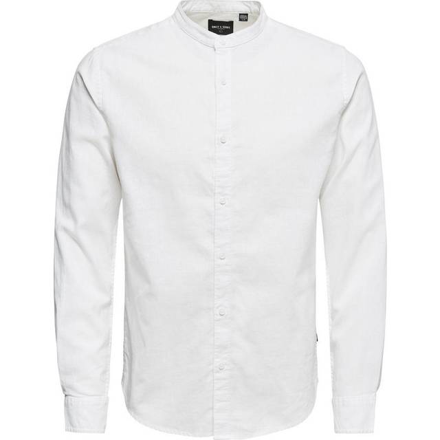 Only & Sons – Vit, smal oxfordskjorta med button down-krage-Vit/a
