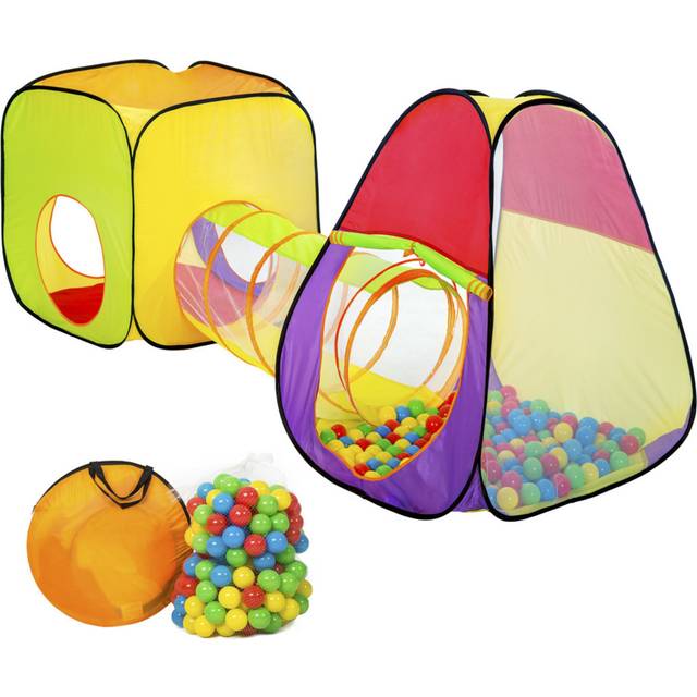 tectake Multicolour Ball Pit and Play Tent with 200 Balls - Red - 7 x 45 x 45cm