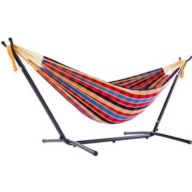 Vivere UHSDO8-24 Double Cotton Hammock with Space-Saving Steel Stand Including Carrying Bag, Oasis