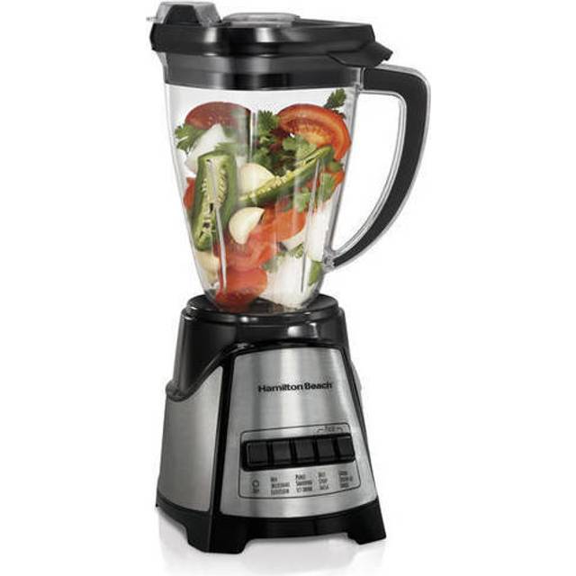 Hamilton Beach 1.4 L MultiBlend mixer för mat och dryck med 12 funktioner för puré, malning, hackning, shakes och smoothies, splittersäker tritankanna, droppfri, rostfritt stål (58151-ID)