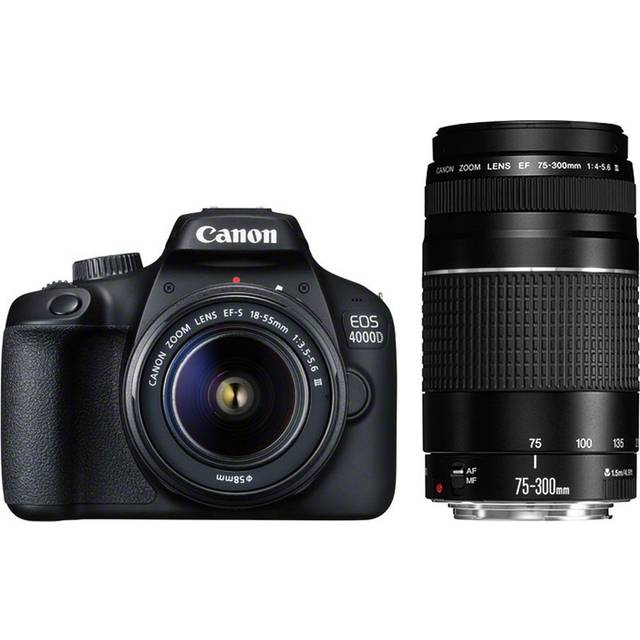 Canon EOS 4000D Camera  + EF-S 18-55mm III Lens + EF-S 75-300mm III Lens (OSFA)