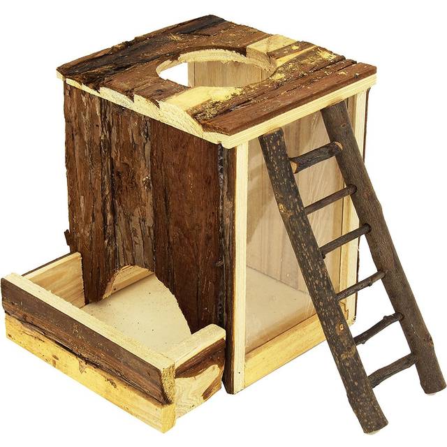 Trixie natural wooden hamster mouse play & burrow tower digging exercise toy