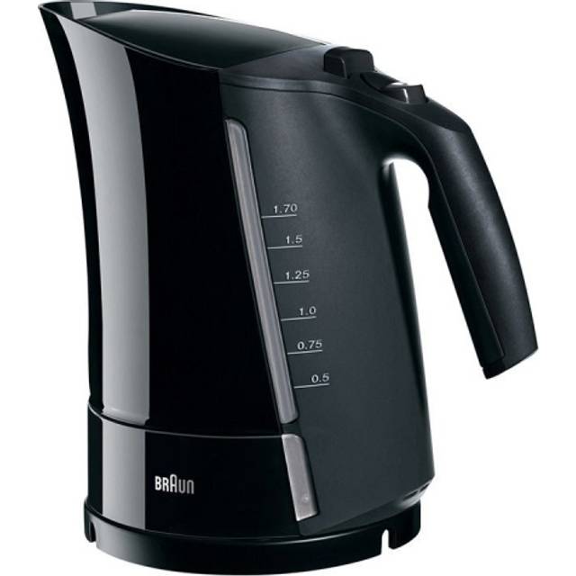 Braun MultiQuick 3 Vattenkokare WK 300, Praktiskt Handtag och Pop-Up Lock, 4-vägskydd, System för Snabb Uppkokning, 1,7L Kapacitet, 2200 W, Svart