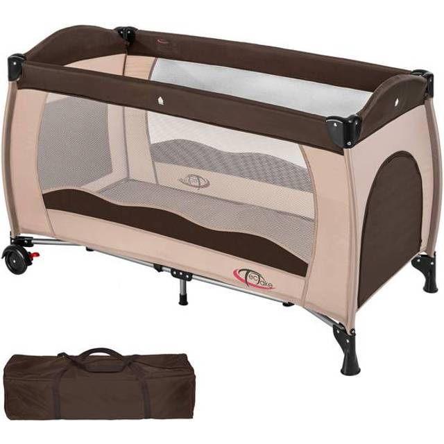 Barnresesäng 126x65x80cm med transportväska - kaffe
