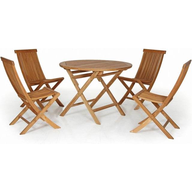 Brafab Turin matgrupp Teak 4 fällstolar & 100 cm bord