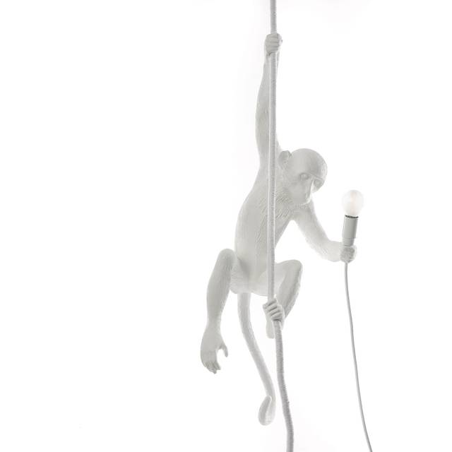 Seletti - Monkey With Rope Pendant White