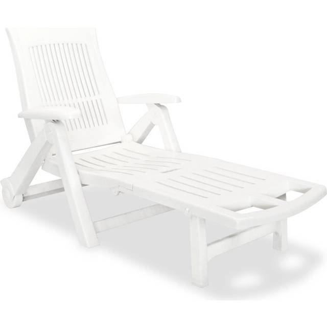 vidaXL Sunlounger with Footrest Plastic White Outdoor Patio Recliner Chair
