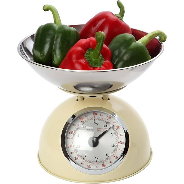 Dexam Kitchen Scales Retro Design Mechanical Red 5 kg Stainless Steel Large Bowl