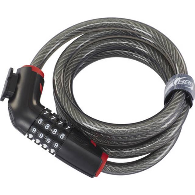 Cycling, CodeLock Combination Cable Bike Lock with Code for Road and Mountain Bikes, Outdoor Heavy Duty Waterproof, Coil Cable, BBL-45, 180 cm, Black