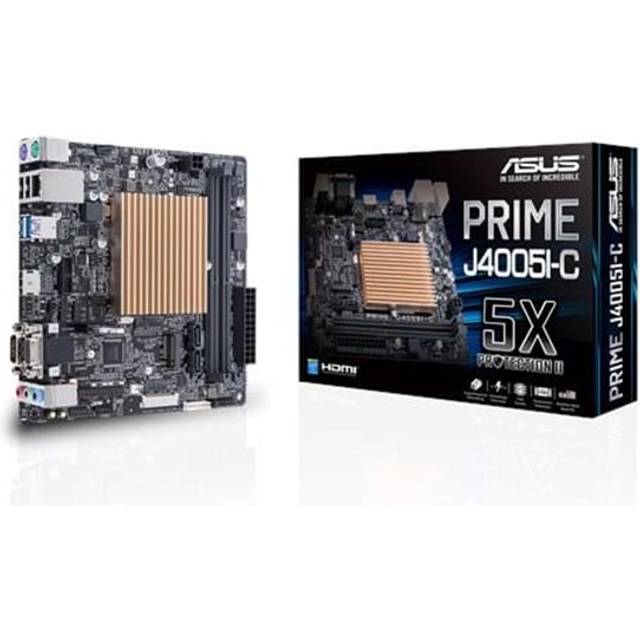 Asus Prime J4005I-C moderkort (Intel Celeron SoC, tunn Mini ITX, 2 x DDR4, 1 x SATA 6 Gb/s, USB 3.1)