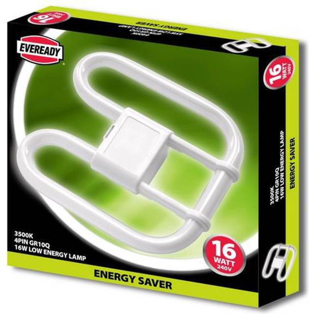Eveready 16w 4 pin white 2d cc 3500k 16 watt plq cfl square s711