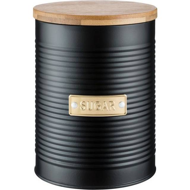 Typhoon Living Otto Airtight Sugar Storage Canister with Bamboo Lid, 1.4 Litre, Matte Black / Gold