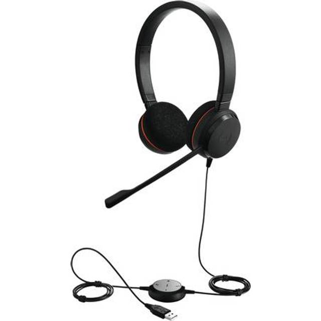 Jabra Evolve 20 UC-certifierat USB-C-stereosladdat headset med samtalskontrollenhet – kompakt mini USB (svart)