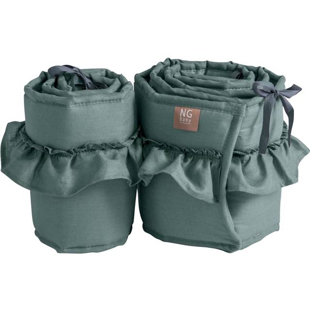 NG Baby spjälskydd 2 delar linne med volang, petrol green