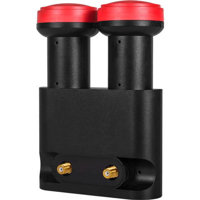 MegaSat Diavolo Twin-LNB Monoblock Abonnenter: 2 Matning: 40 mm förgylld anslutning, Väderskydd Svart, Röd