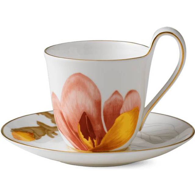 Imported Royal Copenhagen Flora High Handle Cup Saucer 270ml Magnolia 1017548 [Regular Product] & Approx. magnolia färg