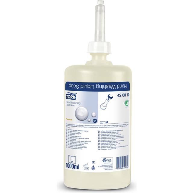 Tork Hand Washing Liquid Soap - 420810 - Extra Hygienic, Fat Dissolving Soap for S1/S11 Dispenser Systems - Premium Quality, Fragrance-free, 1 x 1000