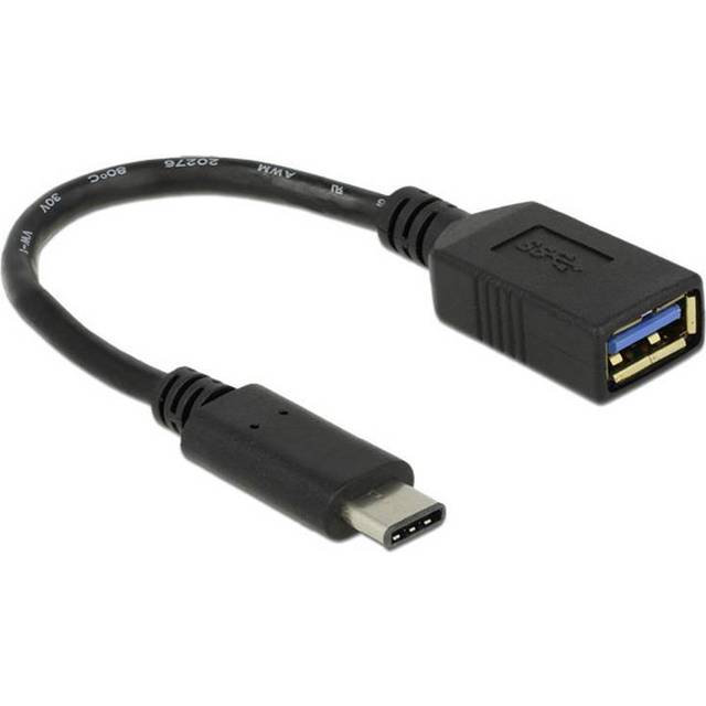 DELOCK adapterkabel USB 3.1 Gen 1 USB Typ-C-kontakt > USB A uttag 15 cm svart