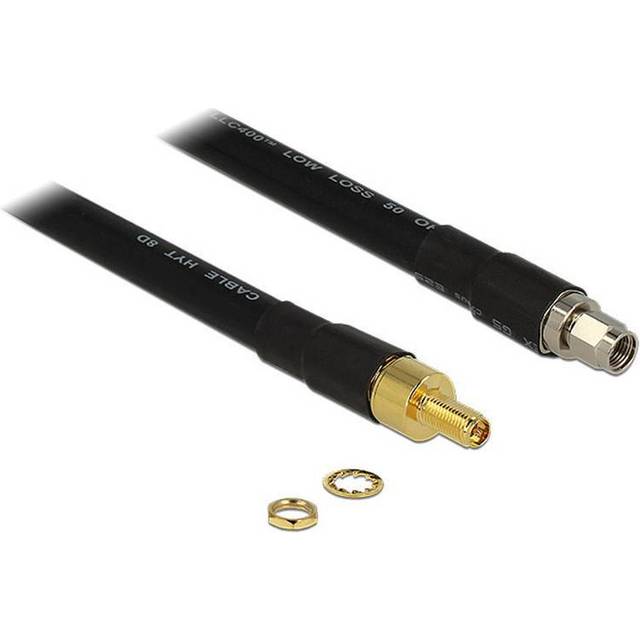 Delock WiFI-antenn Anslutningskabel [1x RP-SMA hane - 1x RP-SMA hona] 40.00 cm Svart