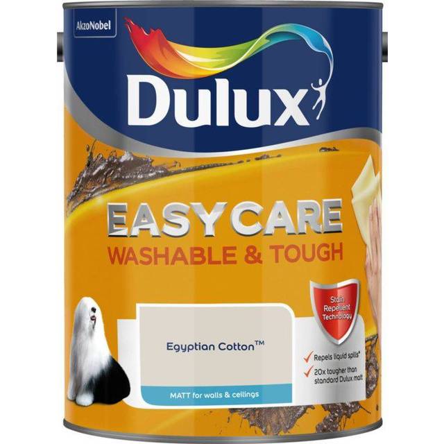 Dulux Easycare Washable & Tough Egyptian Cotton Matt Wall & Ceiling Emulsion Paint, 5L - Egyptian cotton - One Size