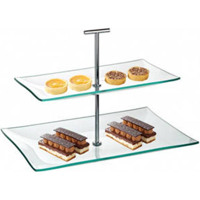 "Utopia Plate Stands, R90056-000000-B01001, Aura 2 Tiered Rectangular Glass Plate 11.75 x 8"", 10.25 x 5.75"" (30 x 20.5cm, 16 x 14cm) (Box of 1)"