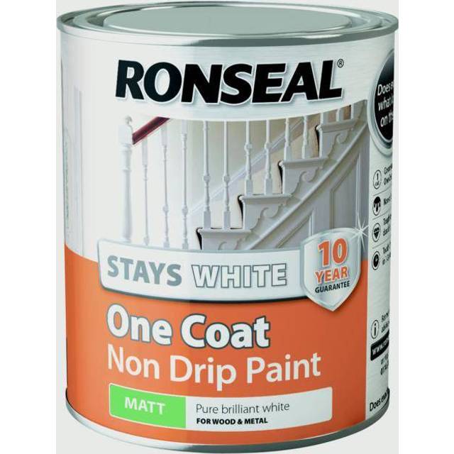 Ronseal Stays White One Coat Non Drip Paint, Matt 750ml