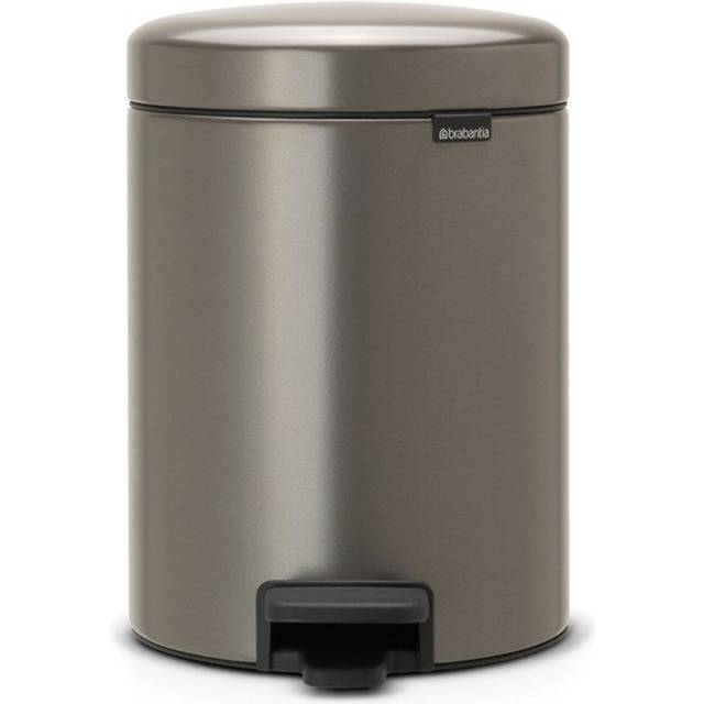 Brabantia NewIcon Treteimer sanft schließend, Kunststoff-Inneneimer, Platinum, 5 Liter