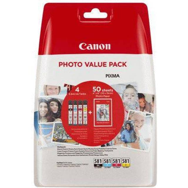 Canon CLI 581 C/M/Y/BK Photo Value Pack Ink tank / paper kit - 4-pack Black, yellow, cyan, magenta