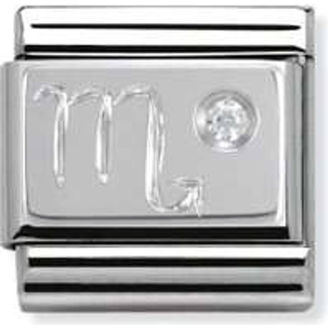 Nomination Classic Zodiac Scorpio Charm - Silver and Zirconia - Silver,White - 0.9 x 1.0cm