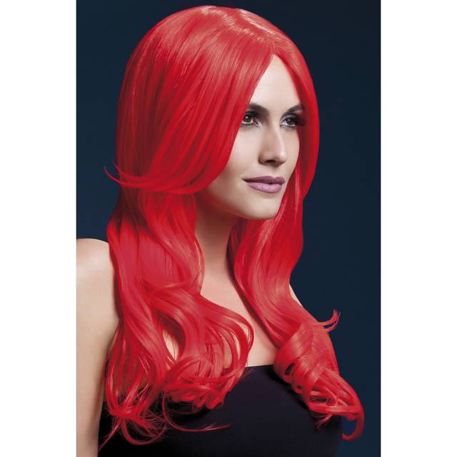 Fever Women's Khloe Wig, One Size, Neon Red -  wig red fever khloe neon 26inch66cm long fancy dress smiffys