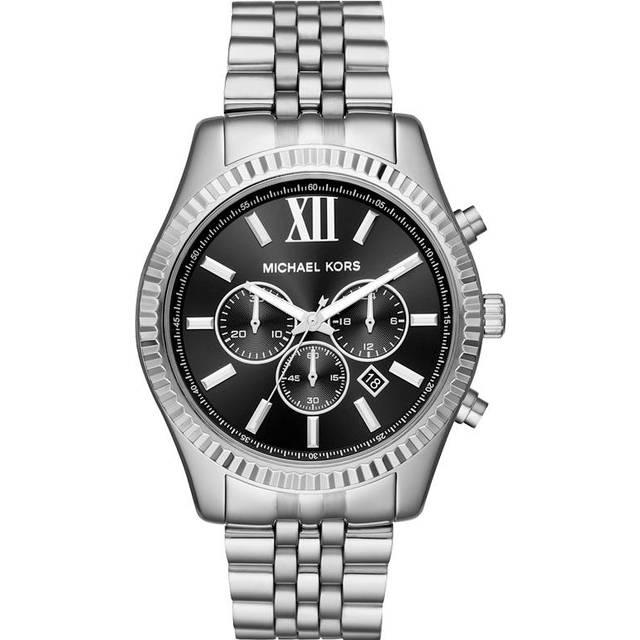 Michael Kors MK8602 Lexington Chronograph Black Dial Men's Watch - Silver