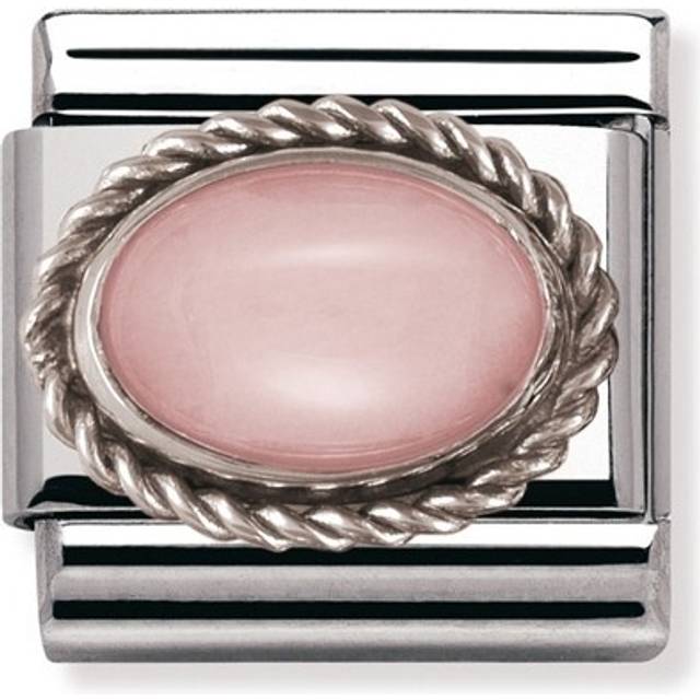 Nomination Classic Oval Stones Charm - Sterling Silver with Pink Opal - Silver,Pink - 0.9 x 1.0cm