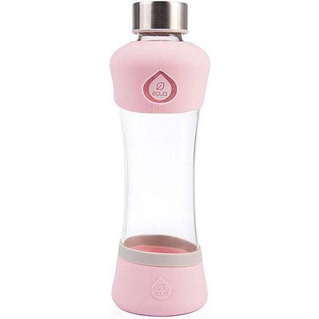 EQUA Active Plum Vattenflaska 0,5 l – glasflaska 550 ml med silikonfodral – vattenflaska av borosilikatglas – sportflaska, glas, designflaska