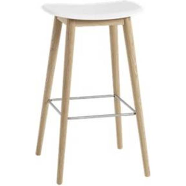 Fiber Bar Stool Wood Base 75 cm - Black/Stained Dark Brown